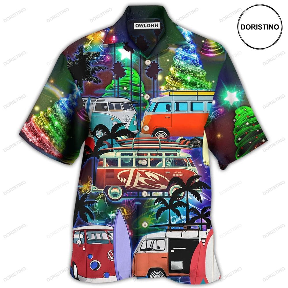 Camping Van Merry Christmas Happy Night Hawaiian Shirt