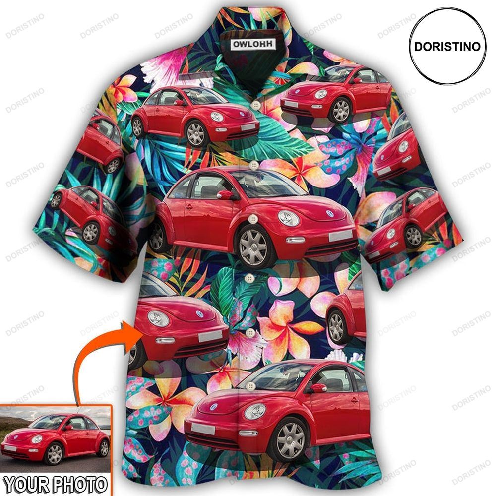 Car Beetle Car Luxury Tropical Flower Custom Photo Hawaiian Shirt