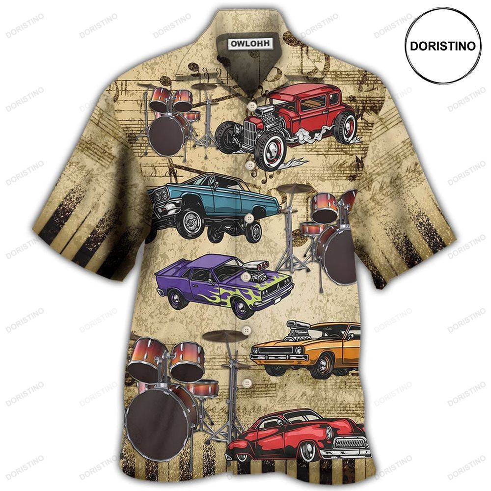 Car I Like Muscle Cars And Drums Awesome Hawaiian Shirt