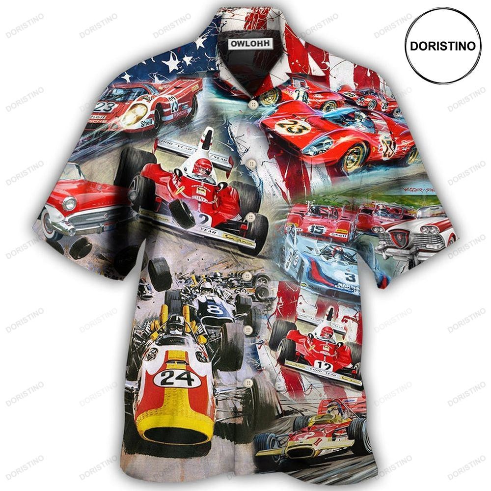 Car Racing Independence Day America Awesome Hawaiian Shirt