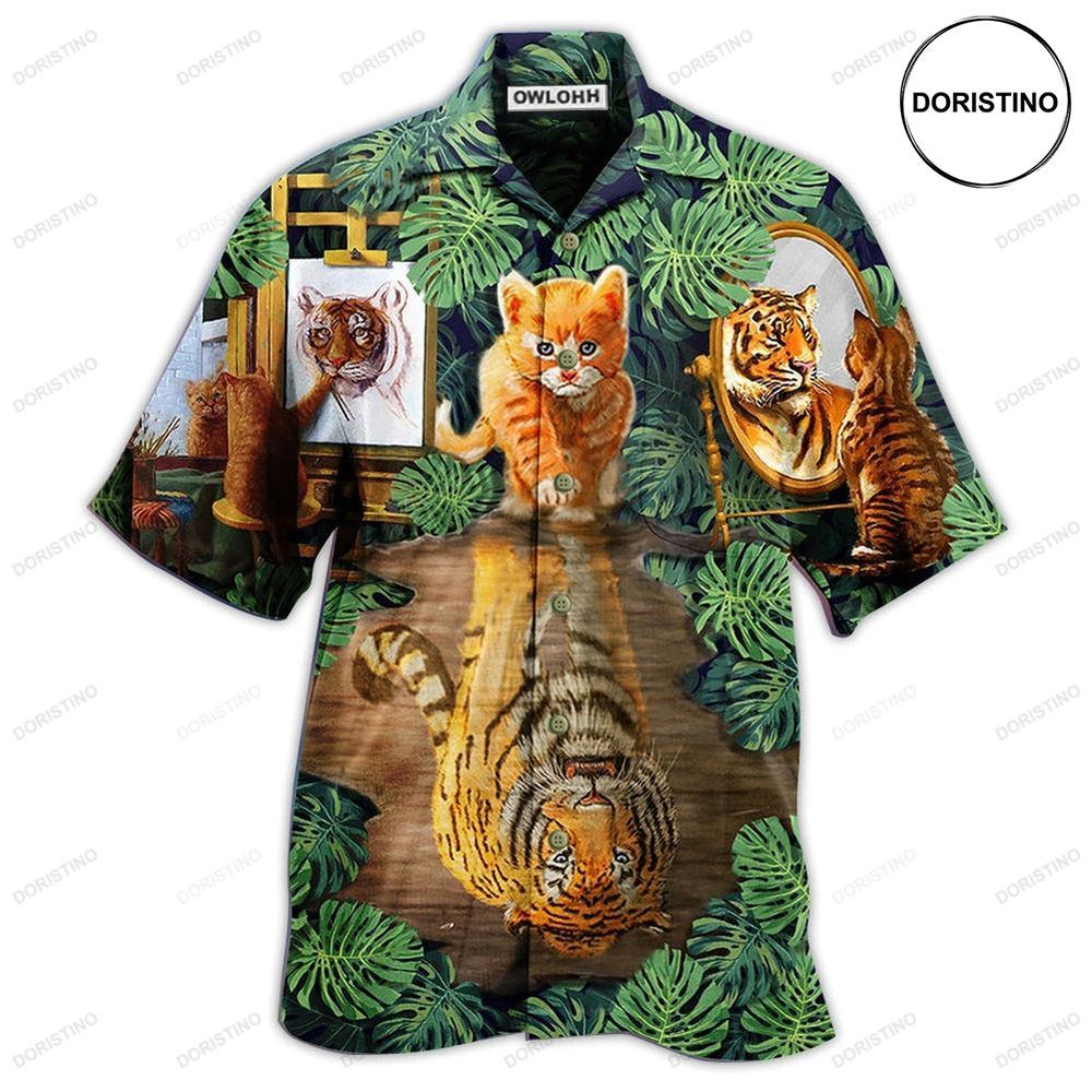 Cat And Tiger Leaf Awesome Hawaiian Shirt