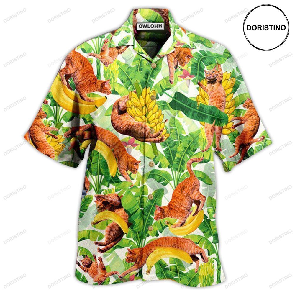 Cat Funny And Jumping Bananas Limited Edition Hawaiian Shirt