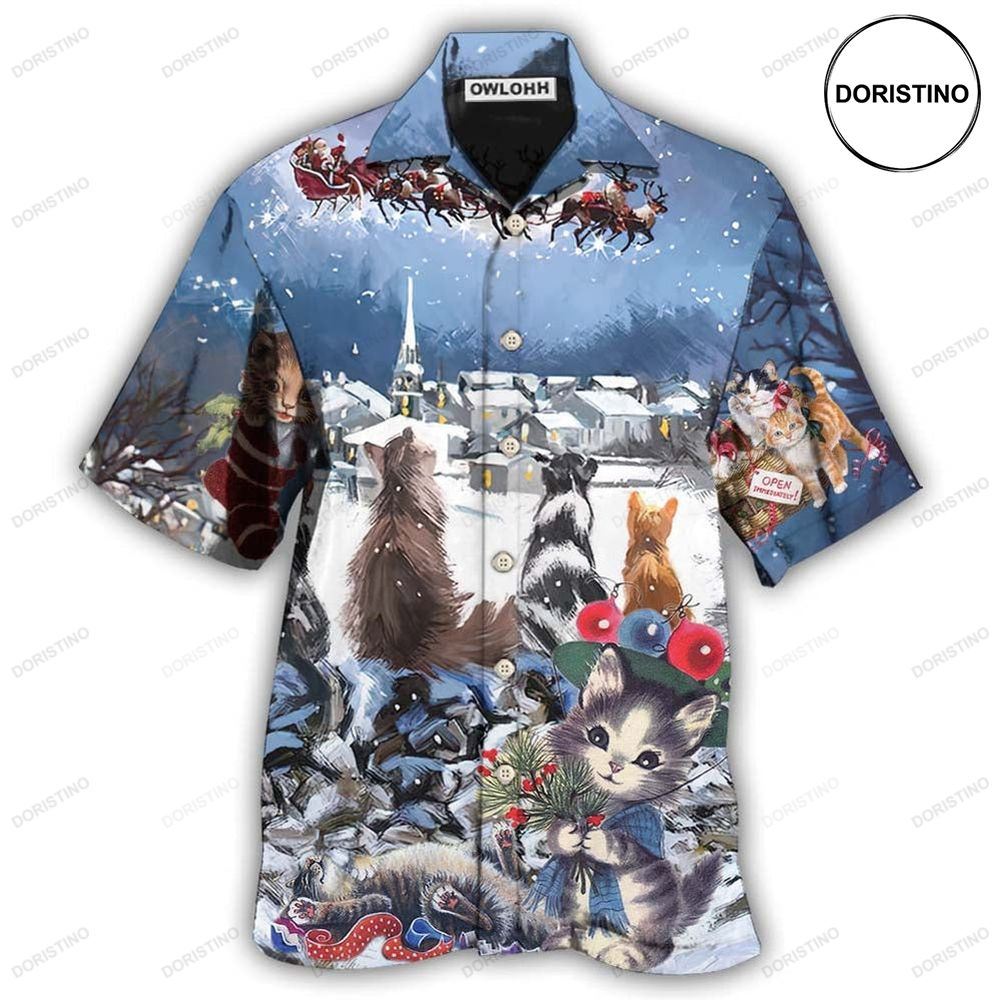 Cat Hope Chrismas Night Limited Edition Hawaiian Shirt