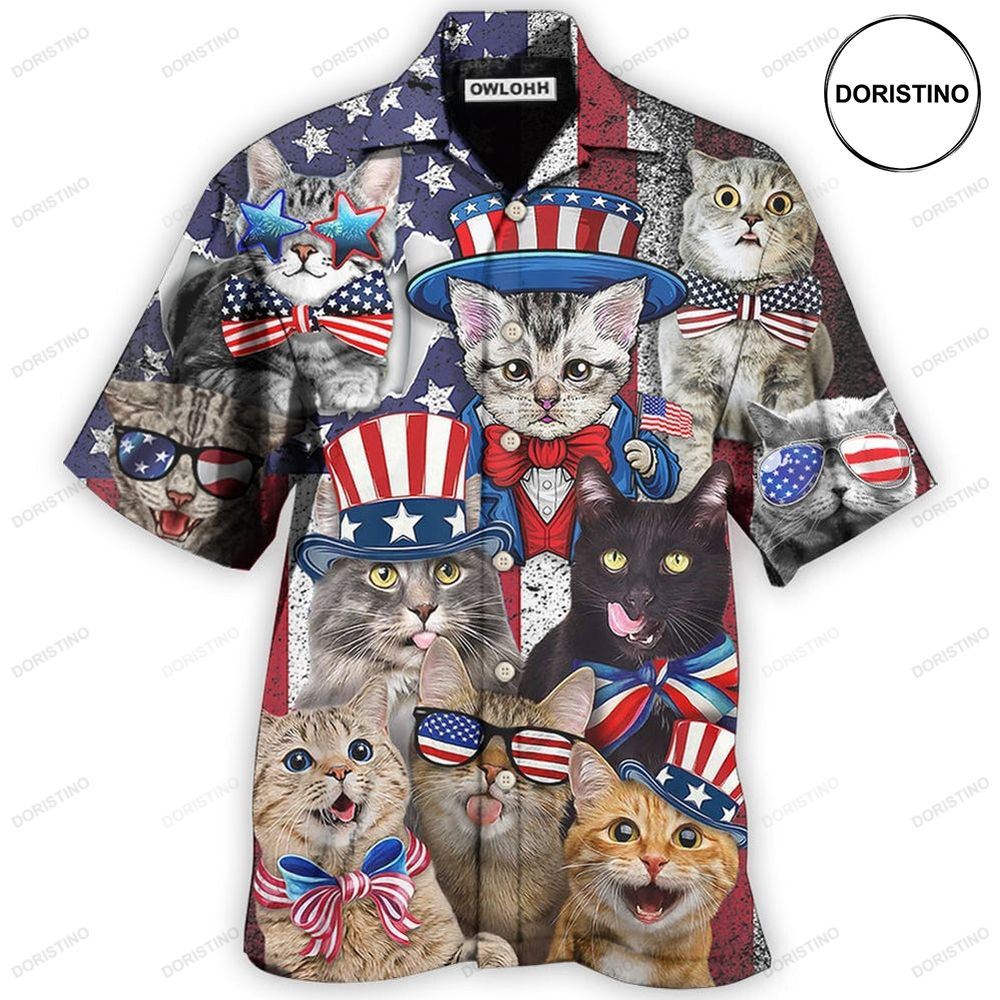 Cat Independence Day Funny Hawaiian Shirt