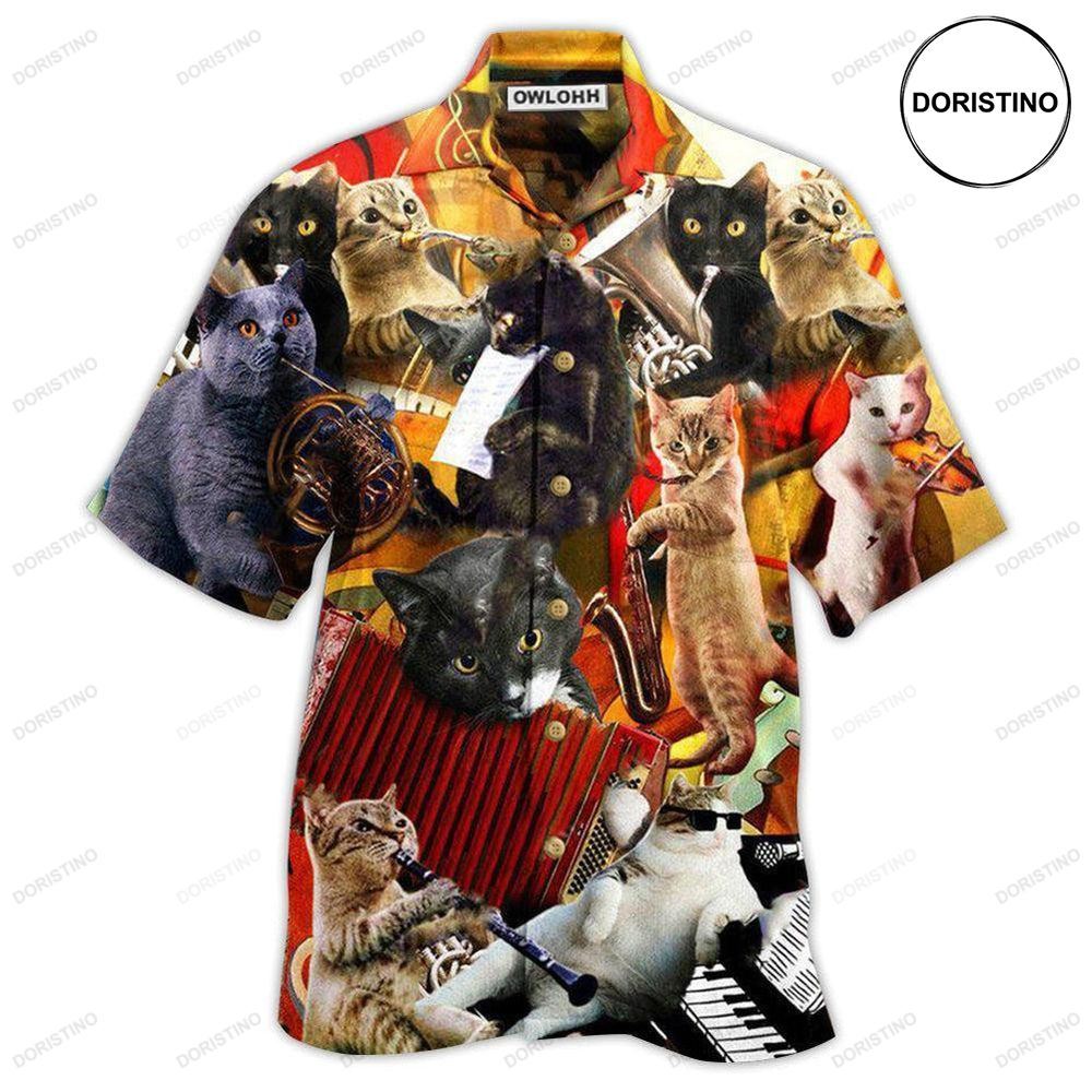 Cat Keep Your Vibes Cats Love Music Awesome Hawaiian Shirt