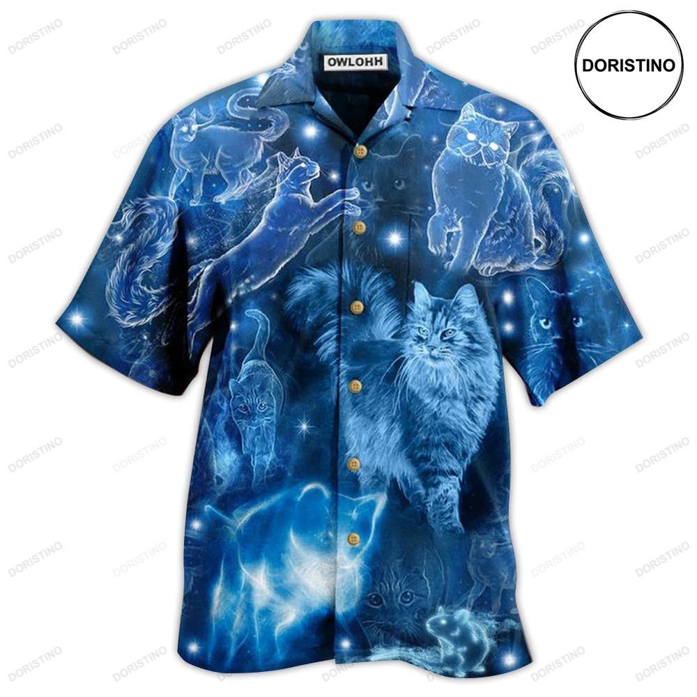 Cat Love Blue Neon Stunning Limited Edition Hawaiian Shirt