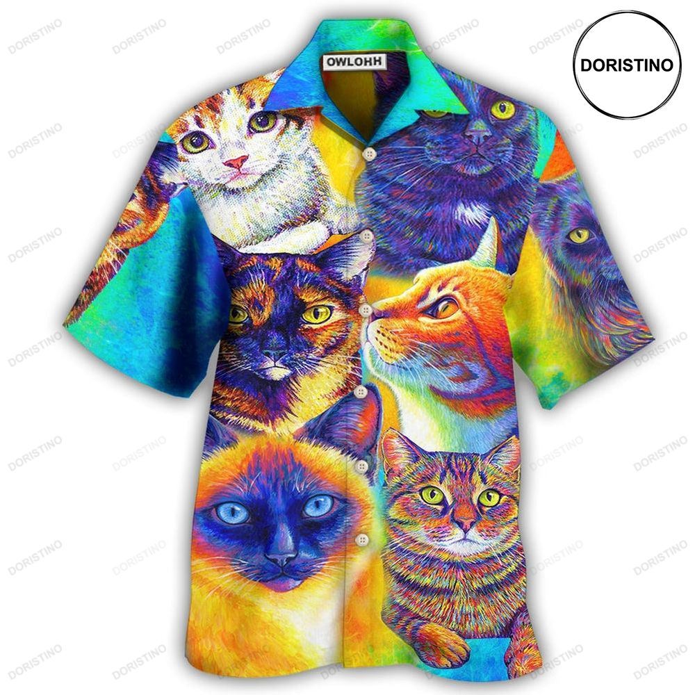 Cat Love Life Colorful Hawaiian Shirt