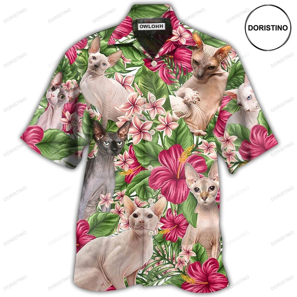 Cat Lovely Sphynx Cat Tropical Floral Limited Edition Hawaiian Shirt