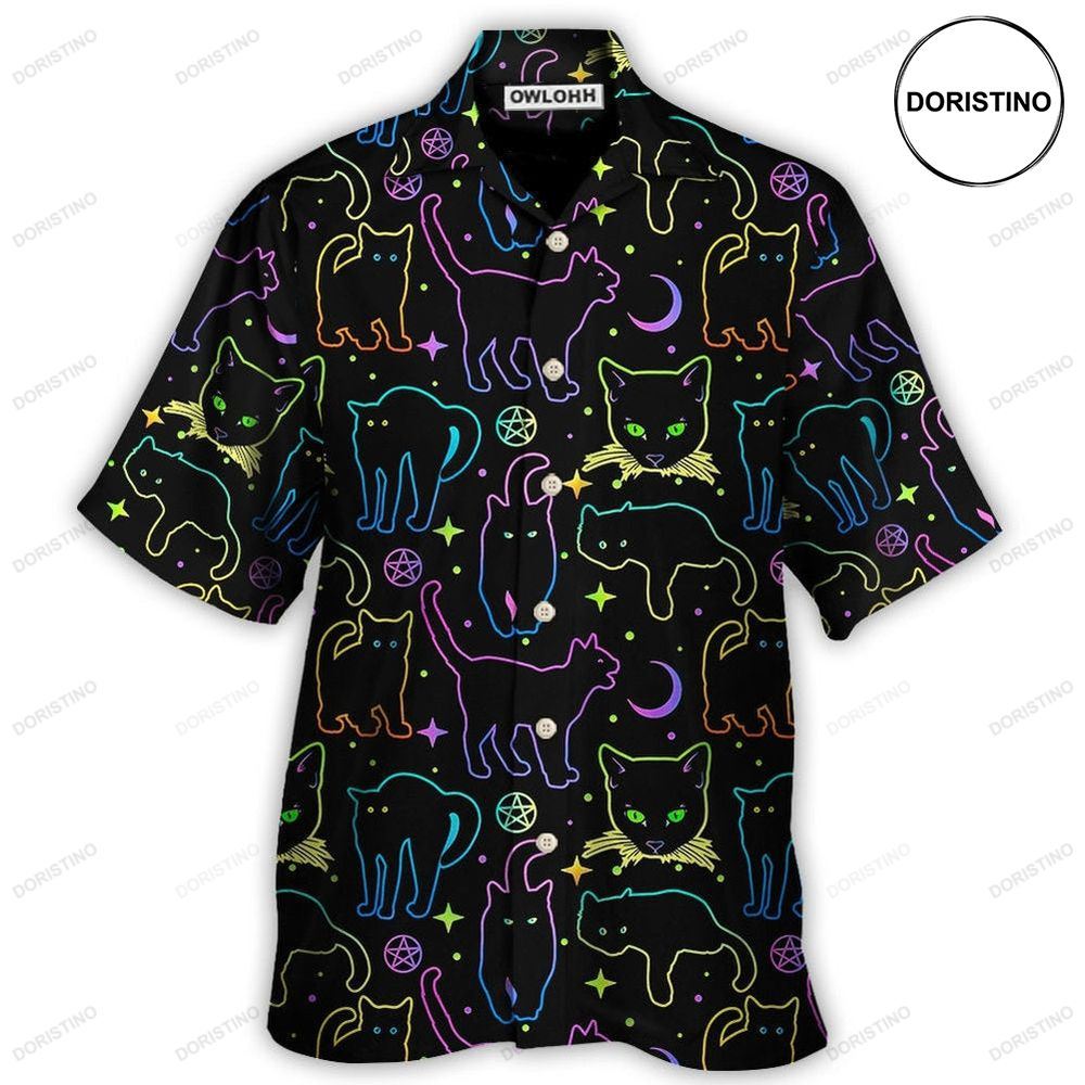 Cat Neon Colorful Playing With Kitten Magical Limited Edition Hawaiian Shirt