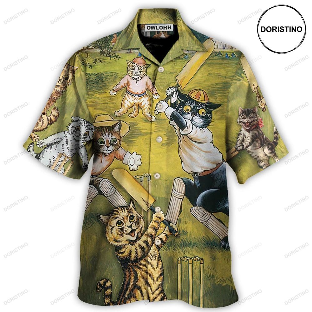Cat Play Cricket Funny We Love Cricket Limited Edition Hawaiian Shirt