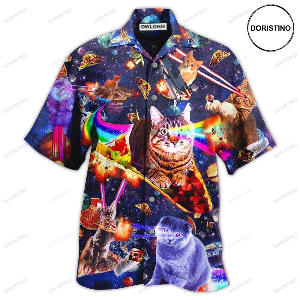 Cat Ride Food In Space Galaxy Limited Edition Hawaiian Shirt