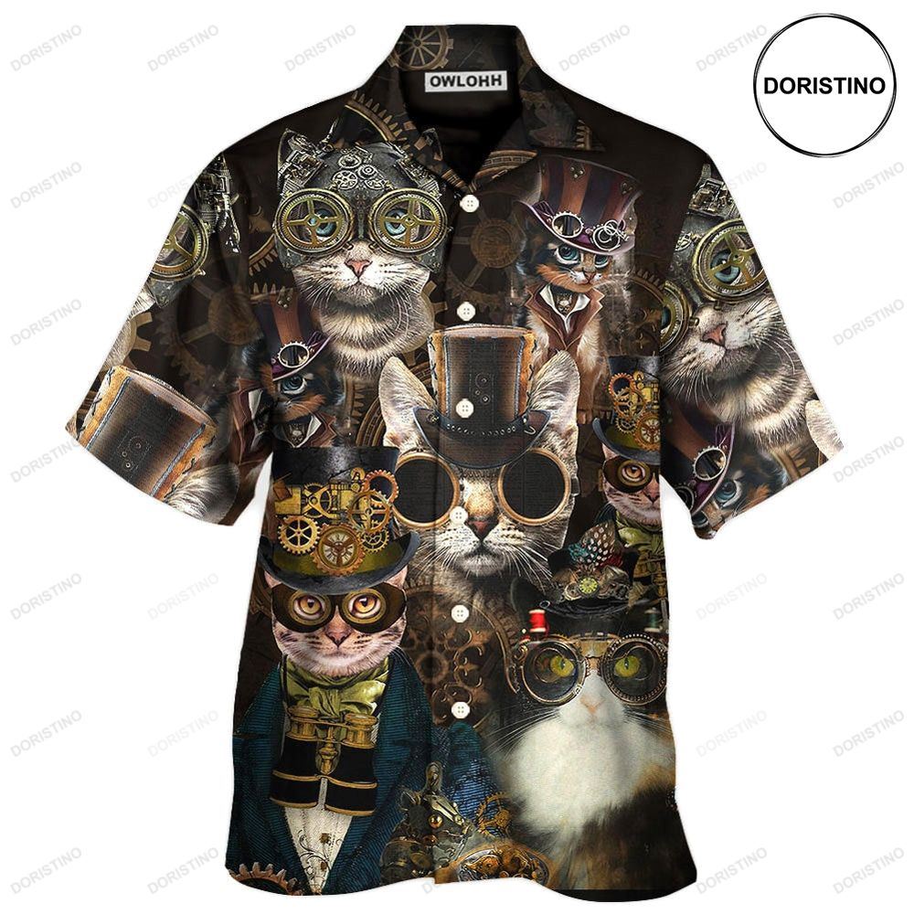 Cat Steampunk Art Machines Lover Awesome Hawaiian Shirt