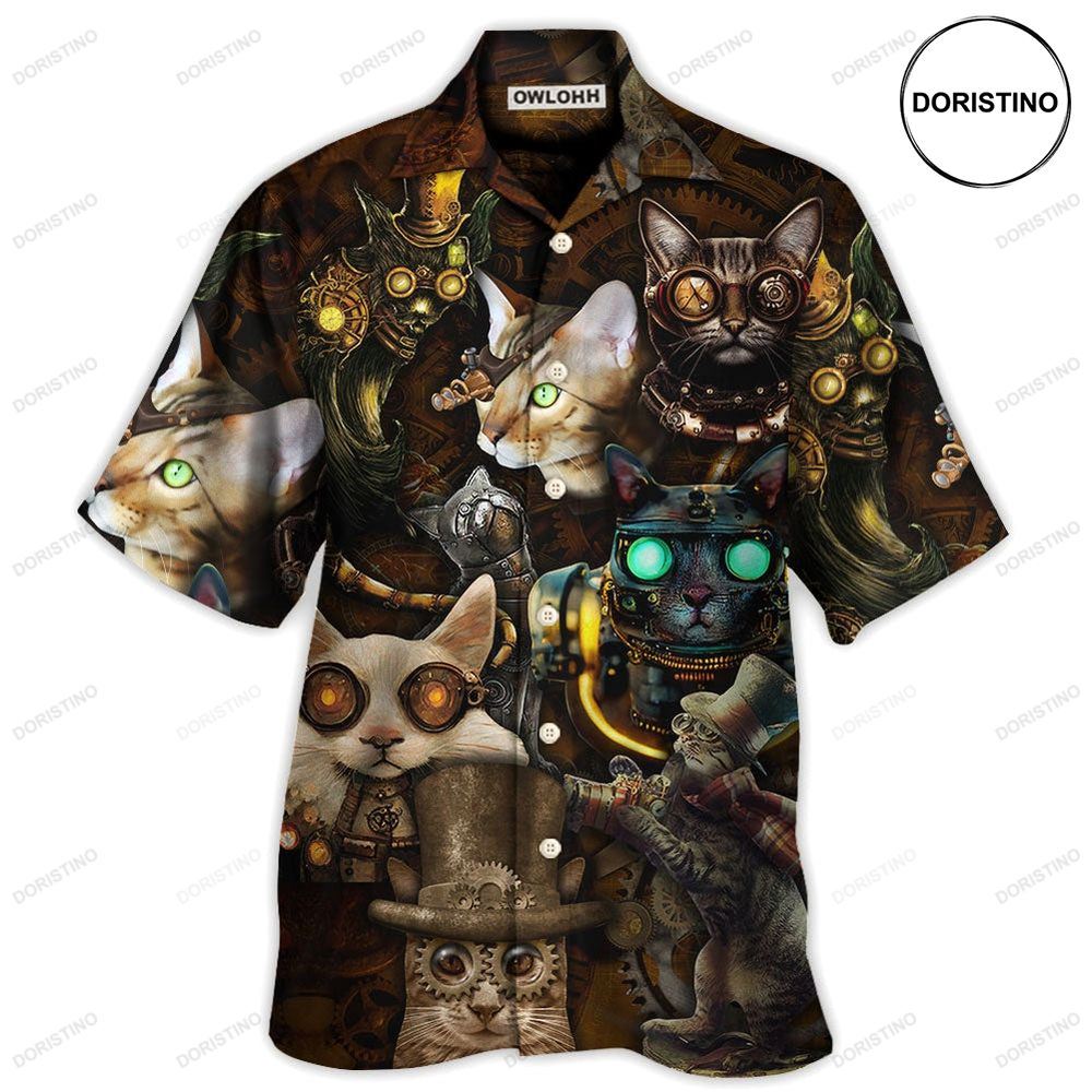 Cat Steampunk Art Steal Heart Awesome Hawaiian Shirt