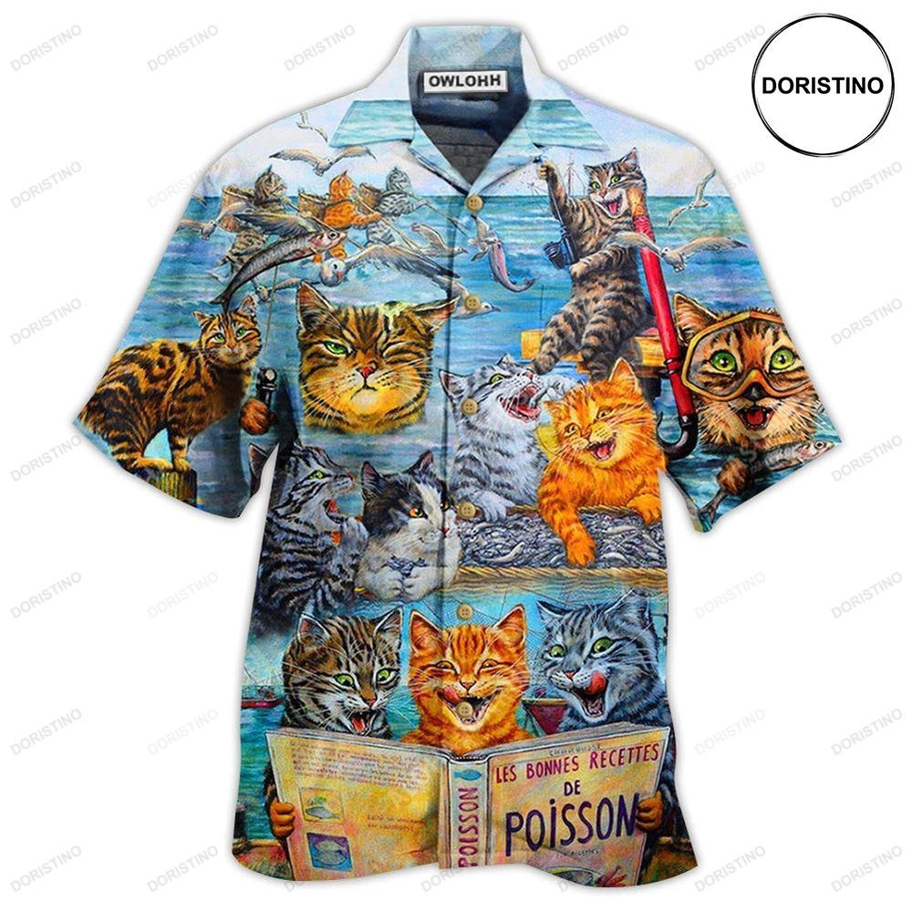 Cat Taught Man To Fish And Bring It To Them Awesome Hawaiian Shirt