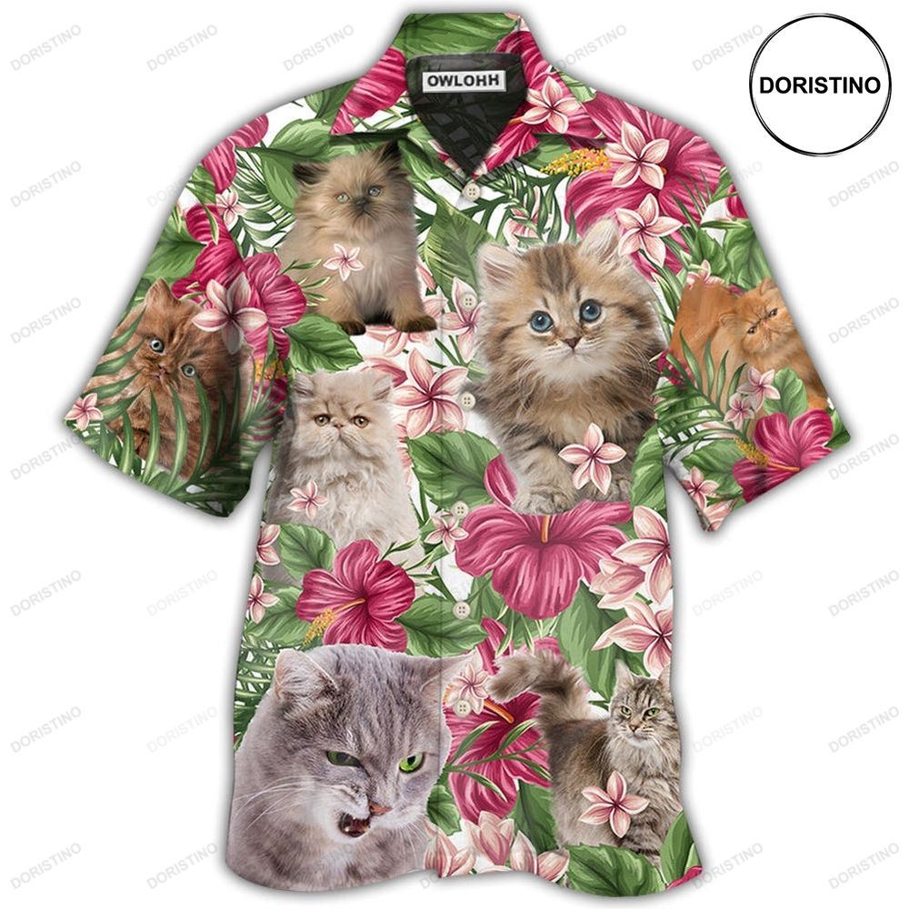 Cat Tropical Floral Persisan Cat Hawaiian Shirt