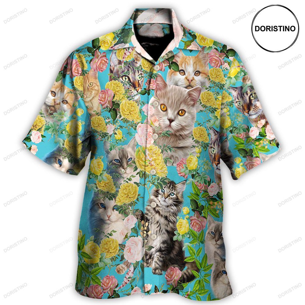 Cat With Flowers Hawaiian Shirt