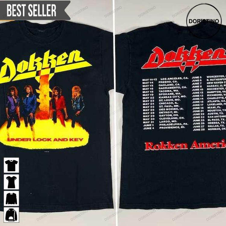 Dokken Under Lock And Key Tour 1985 Short-sleeve Doristino Sweatshirt Long Sleeve Hoodie