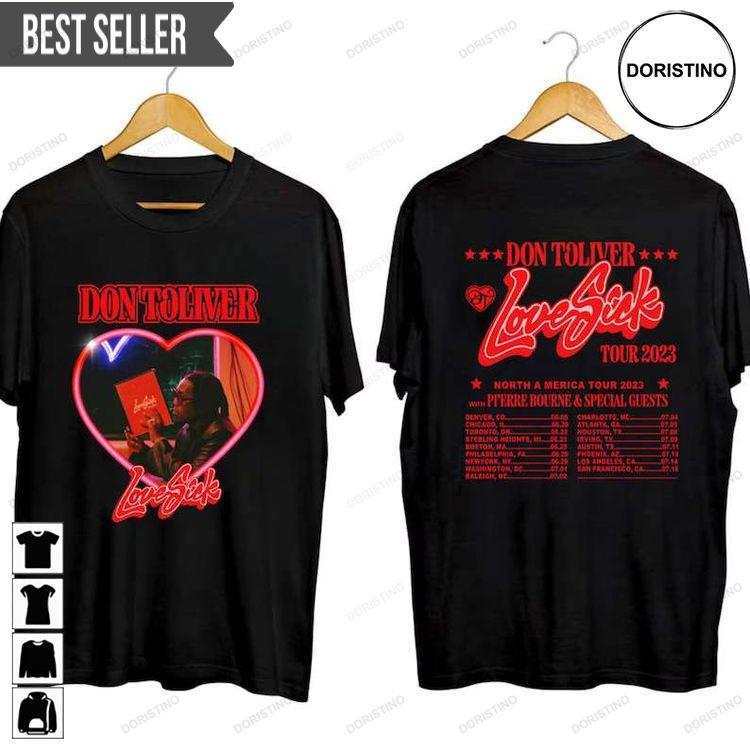 Don Toliver Love Sick Tour 2023 Concert Rapper Short-sleeve Doristino Sweatshirt Long Sleeve Hoodie