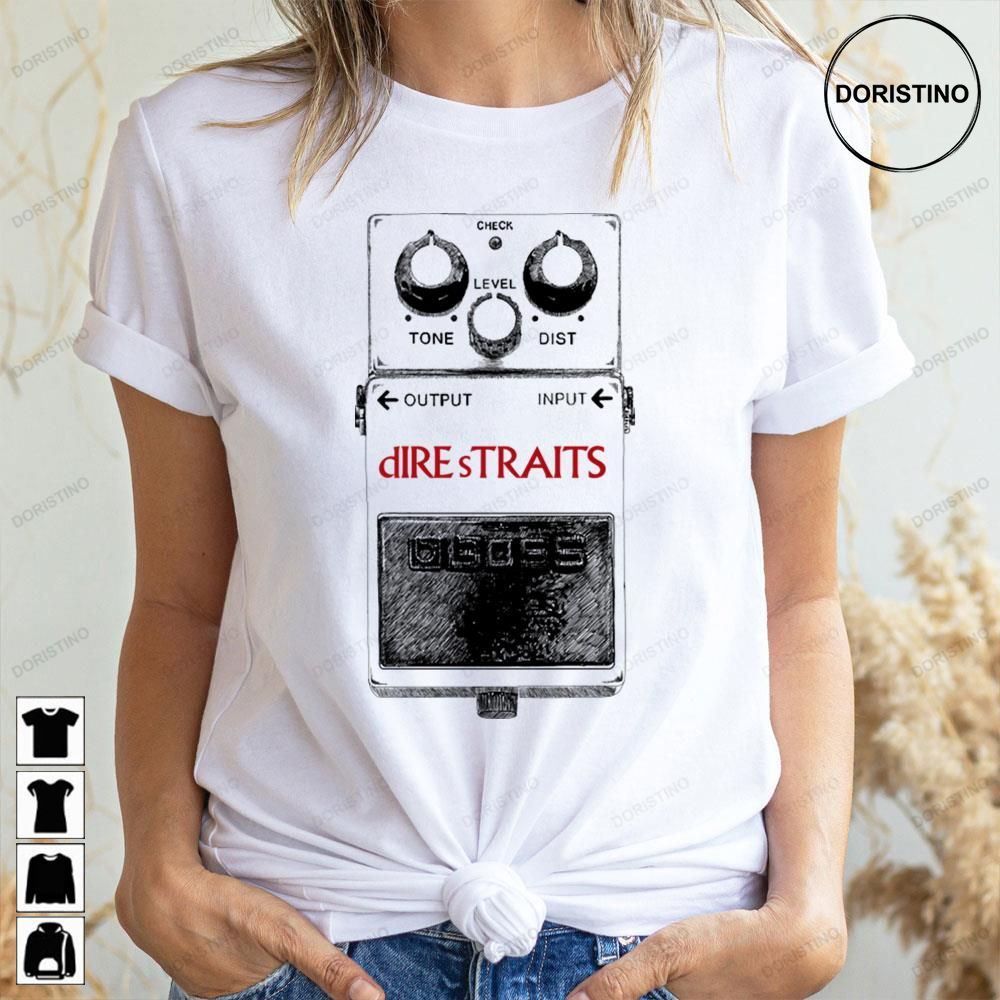 Black White Art Guitar Pedal Dire Straits Doristino Limited Edition T-shirts