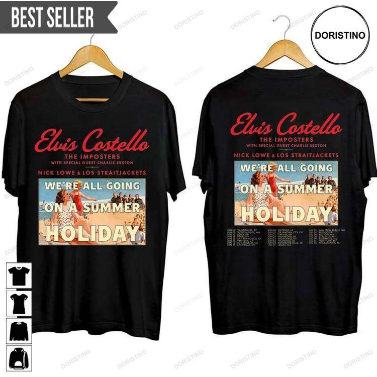 Elvis Costello Were All Going On A Summer Holiday Tour 2023 Concert Doristino Sweatshirt Long Sleeve Hoodie