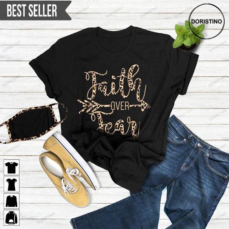 Faith Over Fear With Cheetah Print Religious Doristino Sweatshirt Long Sleeve Hoodie