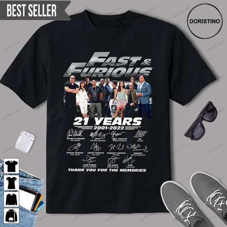 Fast And Furious 2001-2022 Thank You For The Memories Signatures Doristino Hoodie Tshirt Sweatshirt