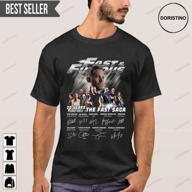 Fast And Furious Movies Signature 20 Years 2001-2021 Unisex Doristino Tshirt Sweatshirt Hoodie