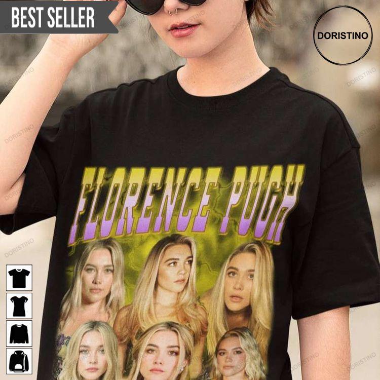 Florence Pugh Movie Actress Retro Black Doristino Tshirt Sweatshirt Hoodie