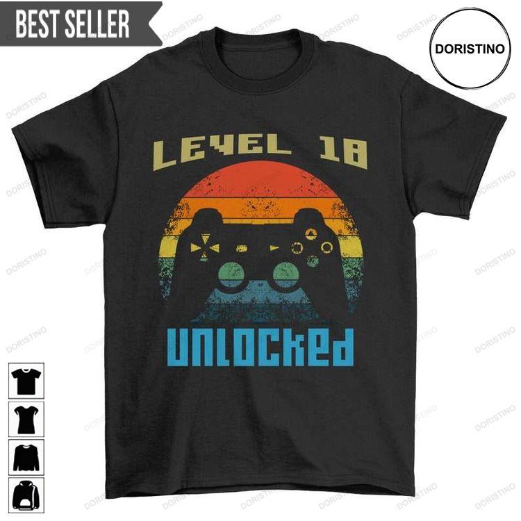 Gamer Level 18 Unlocked 18th Birthday Unisex Doristino Tshirt Sweatshirt Hoodie