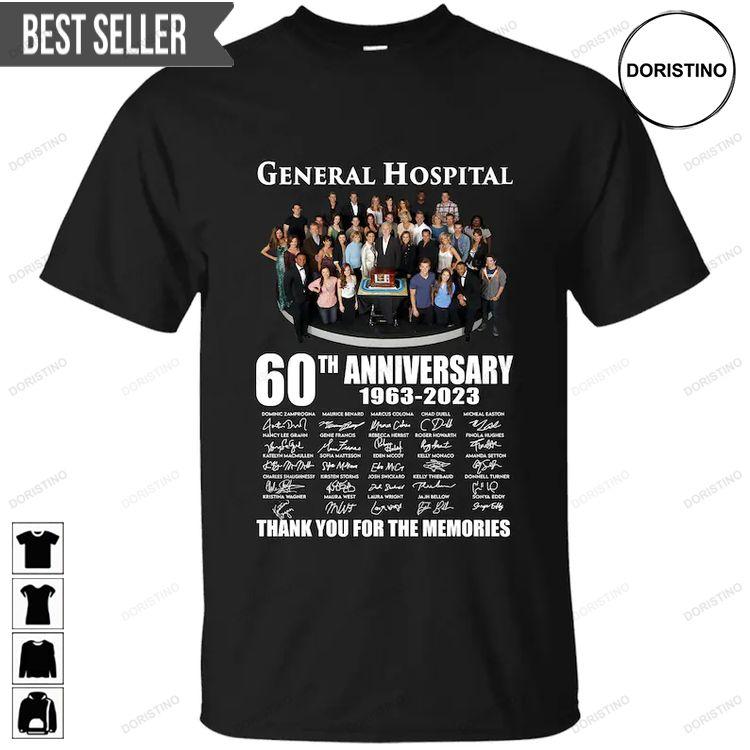General Hospital 60th Anniversary 1963-2023 Signatures Thank You For The Memories Doristino Sweatshirt Long Sleeve Hoodie