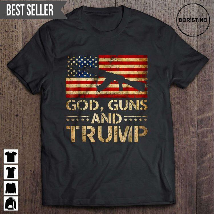 God Guns And Trump American Flag Doristino Sweatshirt Long Sleeve Hoodie