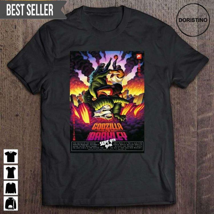 Godzilla Vs Charles Barkley Poster Short Sleeve Doristino Hoodie Tshirt Sweatshirt