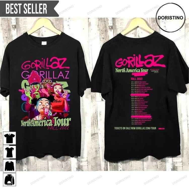 Gorillaz North America Tour Fall 2022 Tshirt Sweatshirt Hoodie