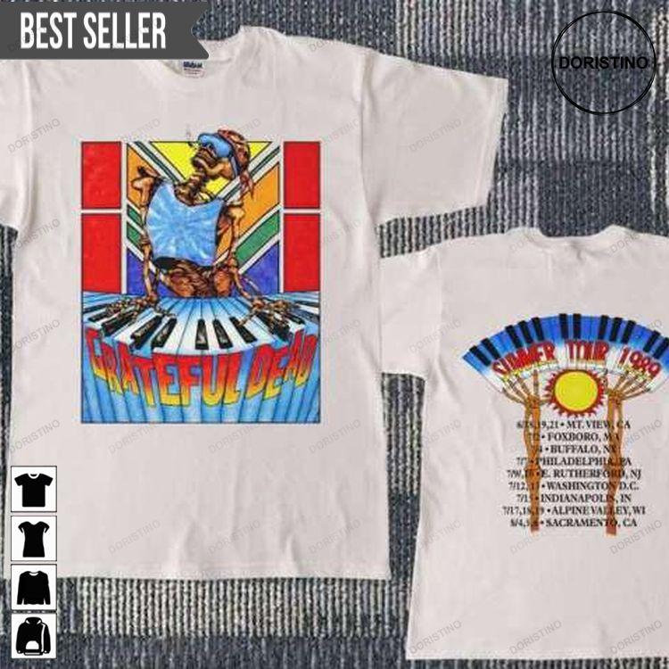 Grateful Dead Summer Tour Smoking Skeleton Reonegro 1989 S-5xl Hoodie Tshirt Sweatshirt