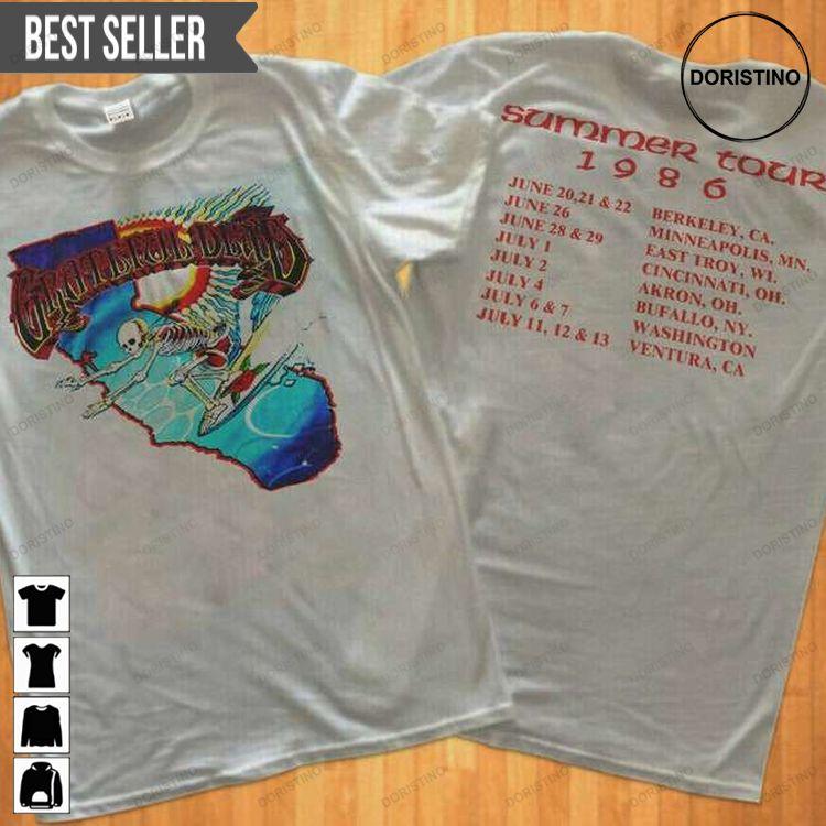 Grateful Dead Summer Tour Vintage 1986 Sweatshirt Long Sleeve Hoodie