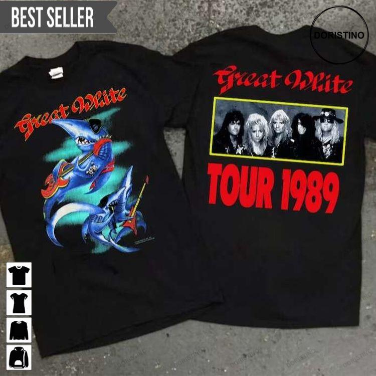 Great White Hard Rock Band 1989 Tour Short-sleeve Sweatshirt Long Sleeve Hoodie