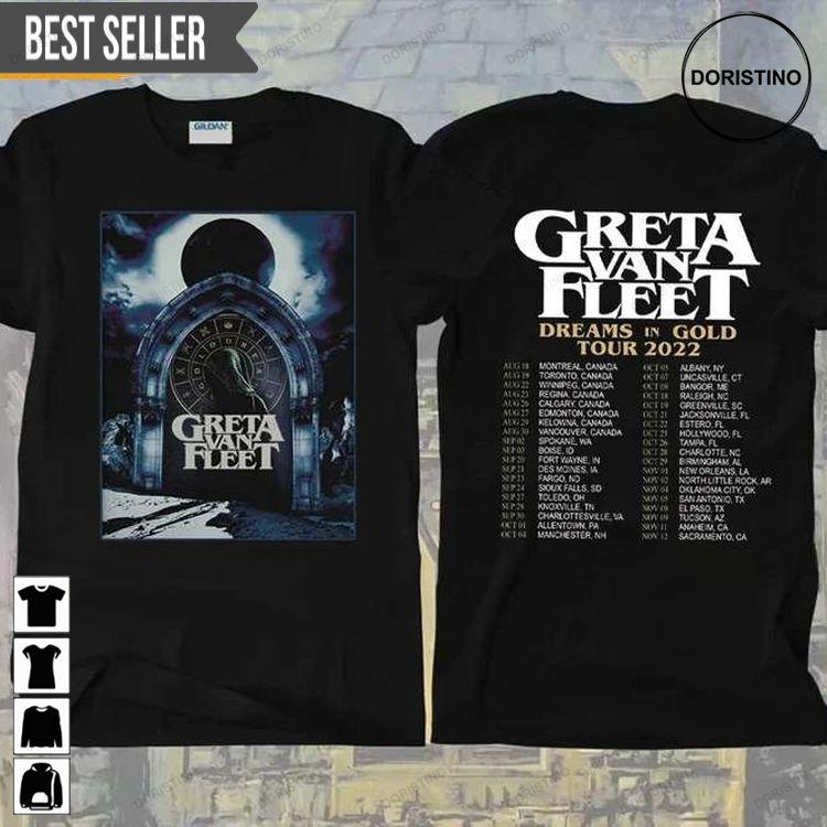 Greta Van Fleet Dreams In Gold Tour 2022 Music Rock Band Concert Hoodie Tshirt Sweatshirt