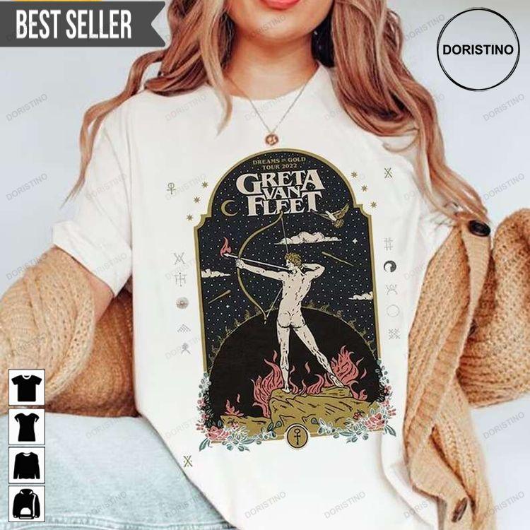Greta Van Fleet Dreams In Gold Tour 2023 Short-sleeve Tshirt Sweatshirt Hoodie