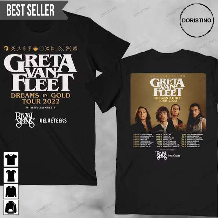 Greta Van Fleet Dreams In Gold Tour Unisex Sweatshirt Long Sleeve Hoodie