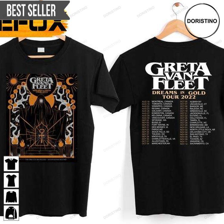 Greta Van Fleet Rock Band Dream In Gold Tour Concert 2022 Unisex Hoodie Tshirt Sweatshirt
