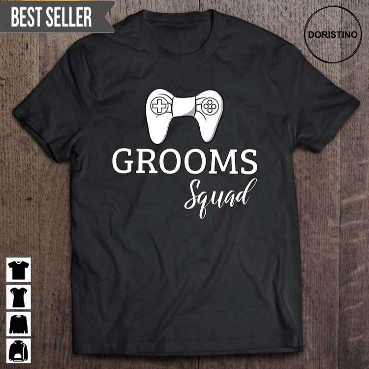 Grooms Squad Wedding Bachelor Party Groomsmen Gamer Short Sleeve Hoodie Tshirt Sweatshirt
