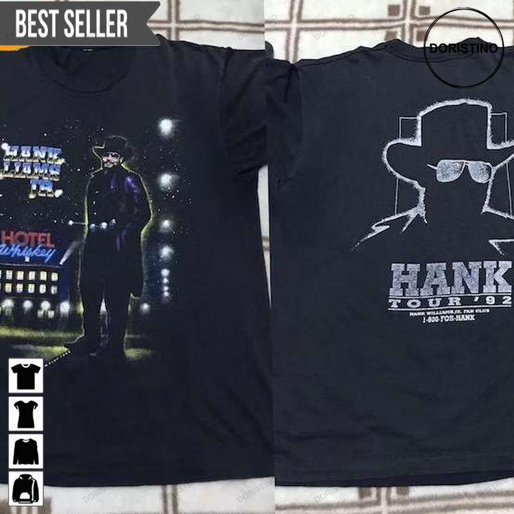 Hank Williams Jr Tour 92 Short-sleeve Hoodie Tshirt Sweatshirt