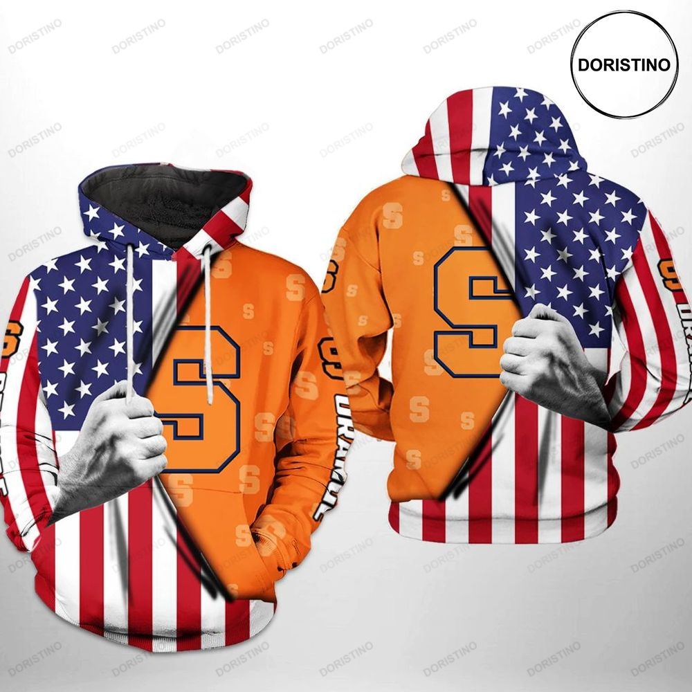 Syracuse Orange Ncaa Us Flag Awesome 3D Hoodie