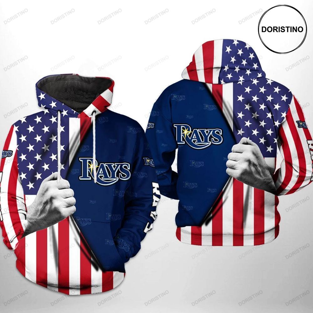 Tampa Bay Rays Mlb Us Flag Awesome 3D Hoodie