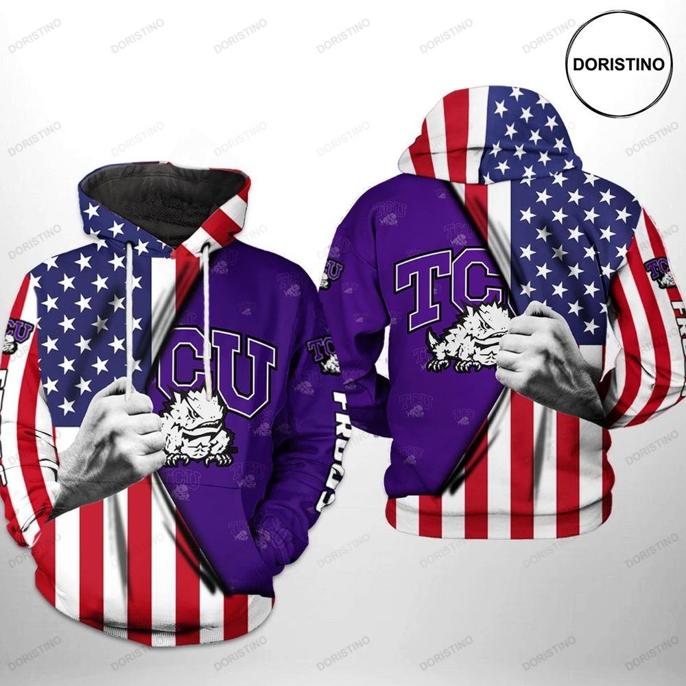 Tcu Horned Frogs Ncaa Us Flag Limited Edition 3d Hoodie