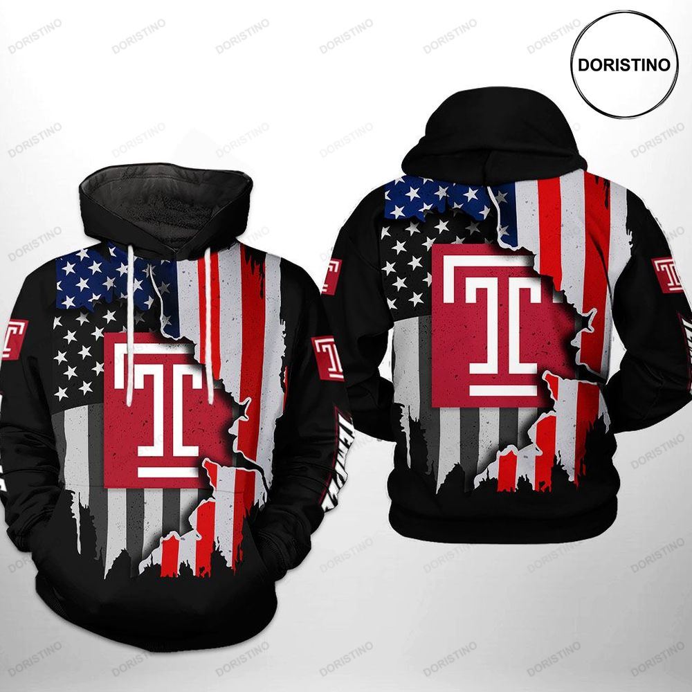 Temple Owls Ncaa Us Flag Awesome 3D Hoodie