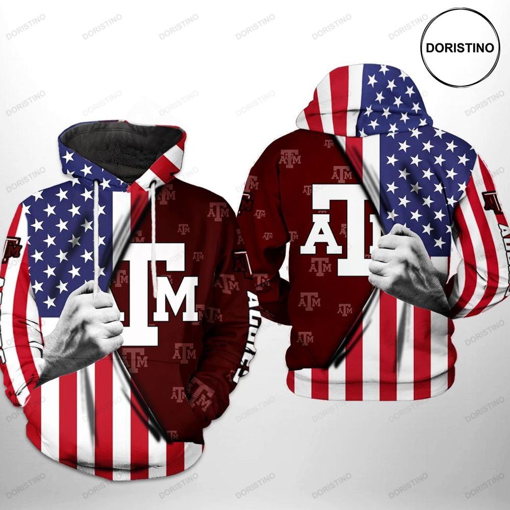 Texas A M Aggies Ncaa Us Flag Awesome 3D Hoodie