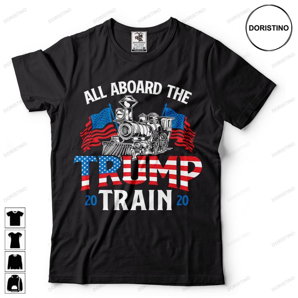 All Aboard The Trump Train 2024 American Flag Patriotic Limited Edition T-shirts