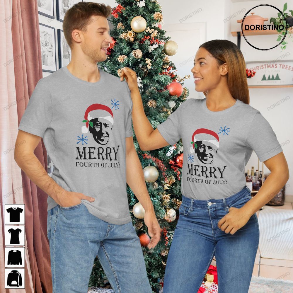 Biden Merry 4th Of July Funny Political Christmas Awesome Shirts