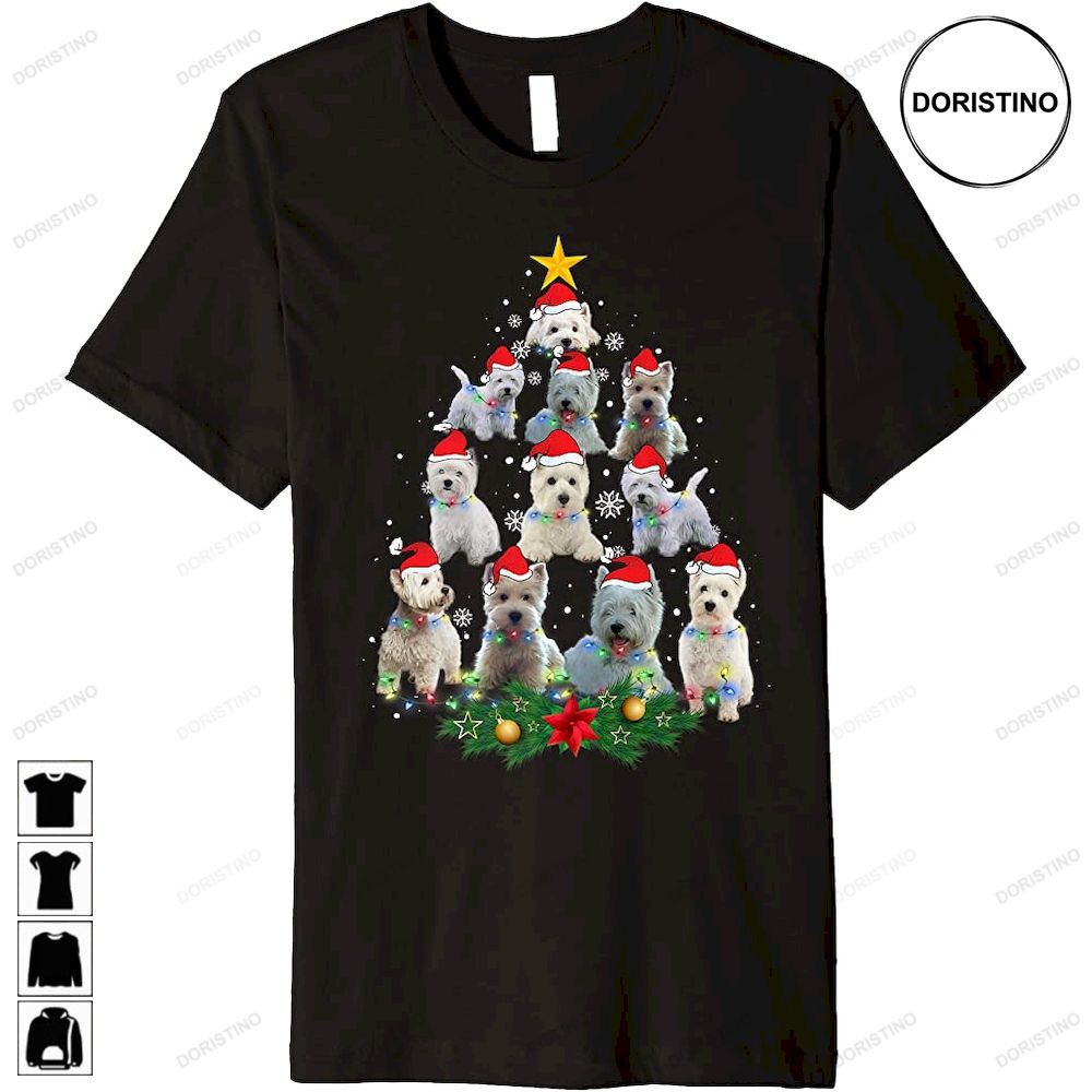 Cute Maltese Dog Christmas Tree Lights Santa Hat Gifts Decor Limited Edition T-shirts